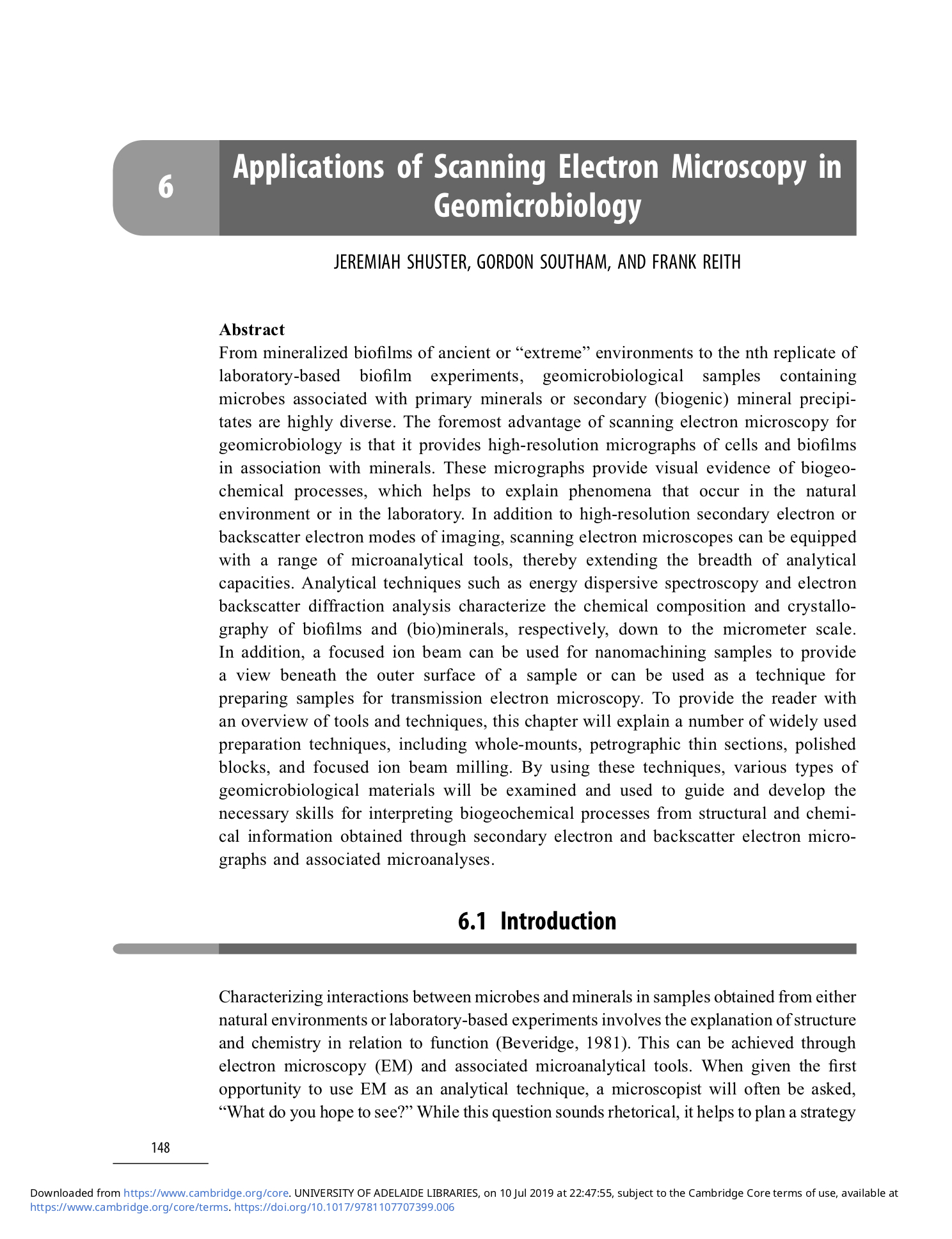 Chapter 6 Applications of Scanning Electron Microscopy in Geomicrobiology