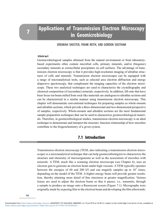 Chapter 7 Applications of Transmission Electron Microscopy in Geomicrobiology